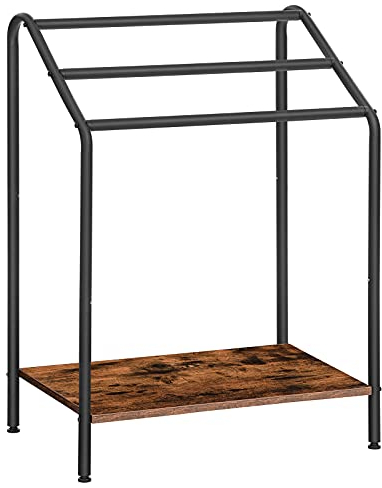 HOOBRO Handtuchhalter Stehend, Groß Handtuchständer mit 3 Handtuchstangen, 87 x 60 x 36 cm, Kleiderständer für Kleidung, Badetücher, Decken, Zeitungen, platzsparend, Stabil, Industriestil EBF63LB01