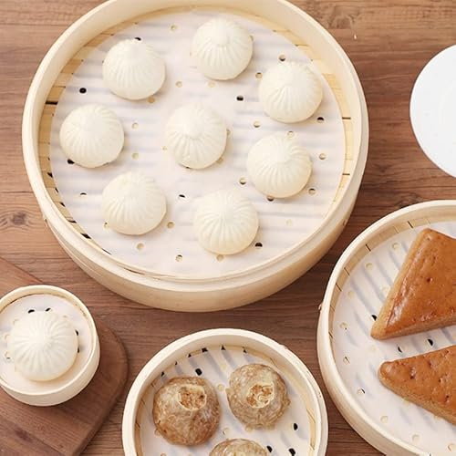 RUIYWEN 100 Hojas Papel de Horno Redondos 23cm Papel de Vapor con Agujeros para Freidora Aire, Dim Sum, Barbacoa, Olla Vaporera