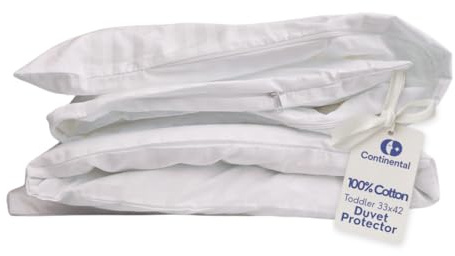 Duvet Cover Protector for Toddler Comforter, 100% Cotton, Zipper to Block Blanket from Dust Fits Standard Crib & Toddler Bed, 33x42 Inch, White