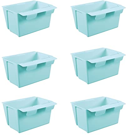 ARTECSIS Set Blumenkästen Pflanzkasten Balkonkasten Kunststoff Einsatz für Europaletten vertikaler Garten Hochbeet (6er Set, Blau/Mint)