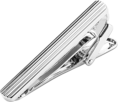 Stfery Krawattennadel Damen, Krawattennadel Silber mit Gravur Edelstahl Rechteck Krawattenklammer Tie Clip 4.5CM Schmuck Geschenke