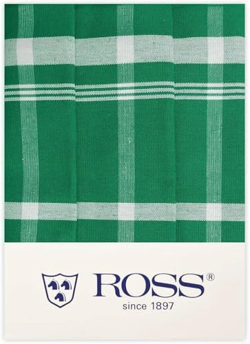 Ross 3er Pack Zwirn Halbleinen Geschirrtücher Blockkaro grün, 50x70 cm