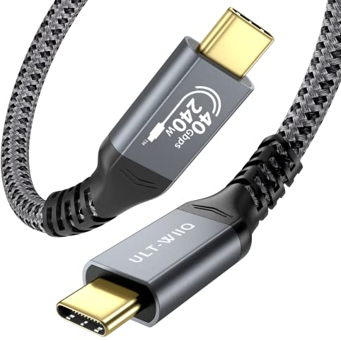 Zertifiziert USB4 Kabel mit Thunderbolt 4 Kabel 2m, 40Gbps USB C Kabel mit 240W PD 3.1 EPR Schnellladung, 8K60Hz 4K144Hz 2K240Hz Videosignalübertragung für Dockingstation, SSD, Laptop, Monitor, Hub