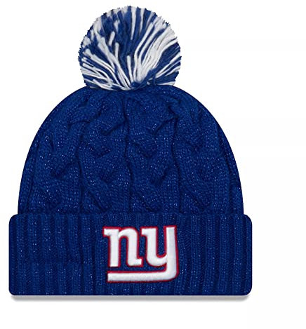 New Era Offizielle NFL-Mütze für Damen, mit Zopfmuster, Bommel, New York Giants, Einheitsgröße