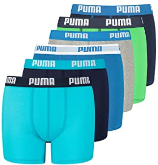 PUMA Boxershorts Jungen Kinder Unterhose Unterwäsche 6 er Pack, Farbe:Blue/Green, Bekleidung:164
