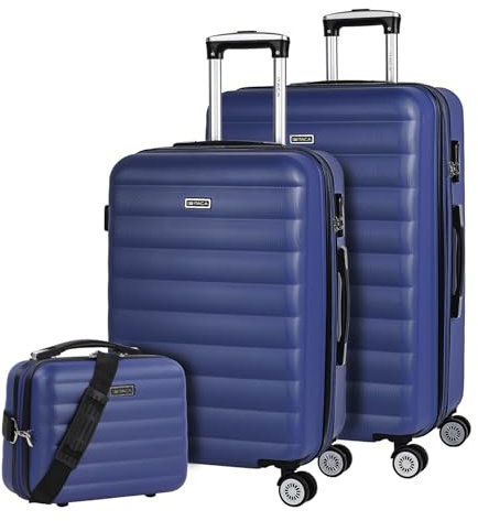 ITACA - Set De Valise Rigide avec roulettes Pivotantes - Set Valise Léger, Grande Capacité, Organisation Astucieuse pour Les Voyages Longs, Bleu