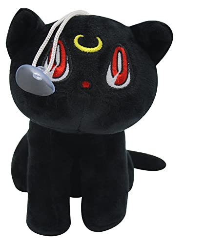 Cartoon-Plüschtier Sailor Moon Plüschpuppe, süße Katze, Luna, Plüschtier, gefüllte Anime-Figur, Puppe, Stofftier, Dekokissen, weiches Kawaii-Plüsch-Geschenk for Anime-Fans ( Color : Zwart , Size : 18C