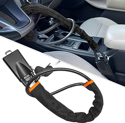 Universal Car Steering Wheel Lock Seat Belt Lock Car Anti Theft Lock with 2 Keys for Cars SUV Van (Black)