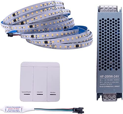 TOPXCDZ DC24V 10M WS2811 Pferderennen FÜHRTE Streifen 2835 120Led/m Laufende Wasser Fließende Licht mit Wireless Controller Kühlen natürliche Warme Weiß (Warm White)