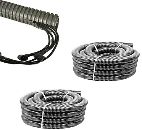 SKYPRO Split Loom Tubing Wire Conduit, Grey Corrugated Wire Tube Cable Protection Pipe Cable Tidy Tube for TV Cables, Electric Wire, Garden Lights (OD 28mm, 6 Metres)