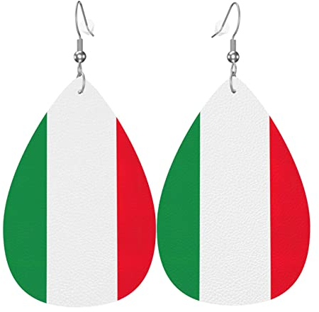Italien Flagge Leder Ohrringe für Frauen baumeln Ohrring Tropfen Anhänger mit Haken Geschenke für Erwachsene Mädchen