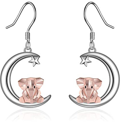 Elephant Gifts for Women 925 Sterling Silver Dangle Drop Elephant Earrings Elephant Jewellery Gifts for Women Girls Wife