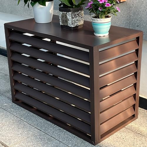 Cache pompe a chaleur extérieur ,cache climatiseur exterieur aluminium ,cache bloc clim exterieur ,Couvercle de poubelle autoportante ,Convient pour l'unité extérieure du climatiseur ( Color : Brown f