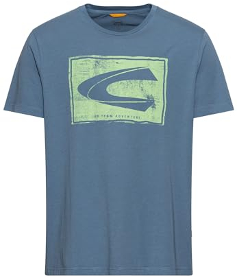 camel active Herren Jersey T-Shirt aus zertifiziertem Organic Cotton Denim Blau, Menswear-XXL