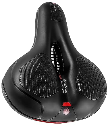 Trintion Bequemer Fahrradsattel für Herren Damen Extra Breiter Gel-Fahrradsattel - Ergonomischer Gelsattel als Universal Ersatz für Cityräder Rennräder MTBs Mountainbikes E-Bikes Heimtrainer Rot