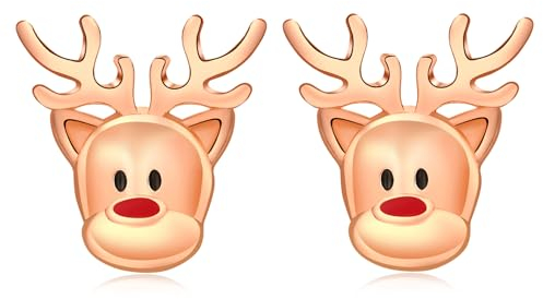 Weihnachts Rentier Ohrringe für Damen 925 Sterling Silber Hypoallergene süße kleine Tier Rentier Ohrstecker Weihnachtsschmuckgeschenke für Frauen und Mädchen