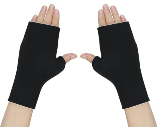 Handstulpen Fingerlos Damen Armstulpen mit Daumenloch Handschuhe Gefüttert Warm Fäustlinge Lang Weich Pulswärmer Handgelenke Winddicht Armwärmer Winterhandschuhe für Herren Wandern Outdoor Schwarz