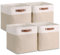 VIIHTYISA Aufbewahrungsbox Stoff, 4er Set Cube 30x30x30cm Aufbewahrungsboxen mit Griff aus Leder-Imitat für Würfelregal, Regale, Kleiderschrank | Khaki&Weiß