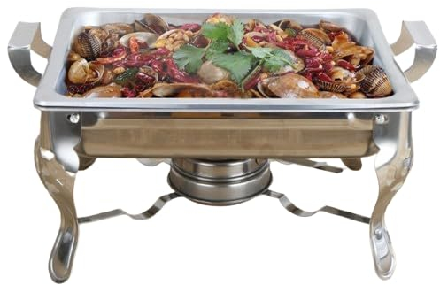 Brride Speisenwärmer 6L Warmhalten Warmhaltebehälter mit Rechaud, Edelstahl Wärmebehälter Profi Set Chafing Dish für Catering, Buffet und Party