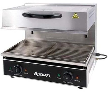 Adcraft SAL-4000W Commercial Salamander Countertop Grill Broiler Stainless Steel Cheese Melter with Cook and Reheat Functions, 23 W, Silver