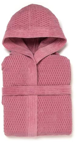PARAMAISON Accappatoio 420 gr con Cappuccio, Collezione Diamont Luxury, 100% Cotone, Uomo Donna Spugna, Cintura e Tasche | XXL Rosa Antico