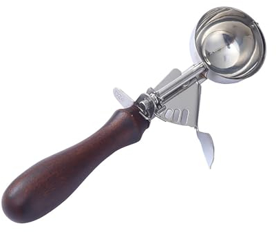 Ice Cream Scoop Wooden Handle Ice Cream Scoop Stainless Steel Ice Cream Scoop Fruit Ice Cream Ball Scooper (Color : Silver, Size : M)