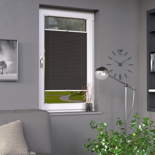 Deco-Raum Plissee auf Maß Dunkelgrau Fenster Plisseerollo Faltstore Jalousie Sonnenschutz Sichtschutz lichtdurchlässig Rollo für Fenster & Tür B:81-90 cm, H: 101-150 cm