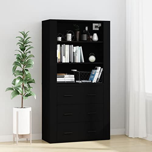 ShCuShan Highboard Schwarz Holzwerkstoff Highboard Wohnzimmer Esszimmerschrank Wohnzimmer SchräNke Highboard Vintage Buffetschrank - 3185392