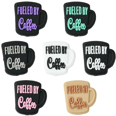 KitBeads 14pcs 7 Colours Silicone Coffee Cup Beads Café Themed Drink Focal Beads Afternoon Tea Coffee Focal Beads for Jewellery Making Pens Bracelets