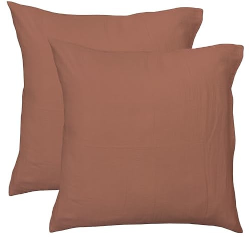 MATT & ROSE Lot de 2 taies d'oreiller Gaze DE Coton Unies 100% Coton