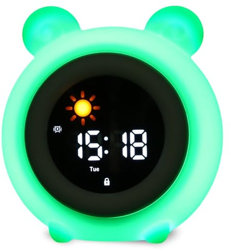 Kinderwecker Wecker, Bluetooth Digitaler Schlaftrainer mit 6 Berührungssensor Nachtlicht Dimmbar Doppelalarm 7 Klingeltönen, Schlummermodus, Snooze, Countdown – Ideal für kinder, Mädchen & Jungen