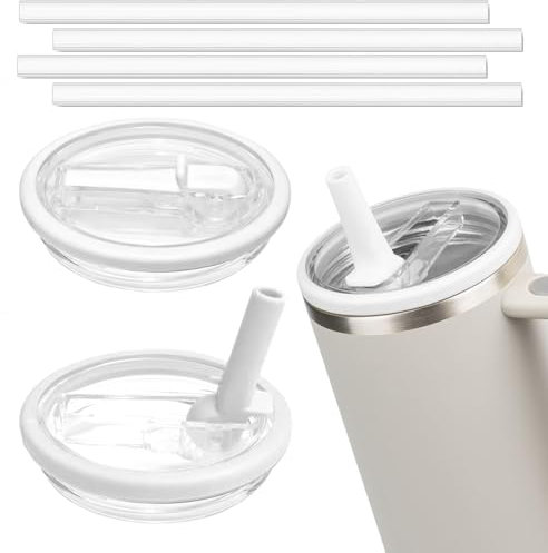 Nailmee Tapa abatible de repuesto para vaso Stanley Quencher, a prueba de derrames y a prueba de fugas, 2 tapas de vaso para vaso Stanley (blanco)