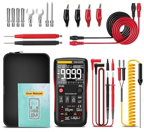 Multimetro Digitale 9999 Tester Analogico True RMS Multimetro Professionale Condensatore A Transistor Fai-da-te Tester NCV Lcr Meter(Q1 Red Pro)