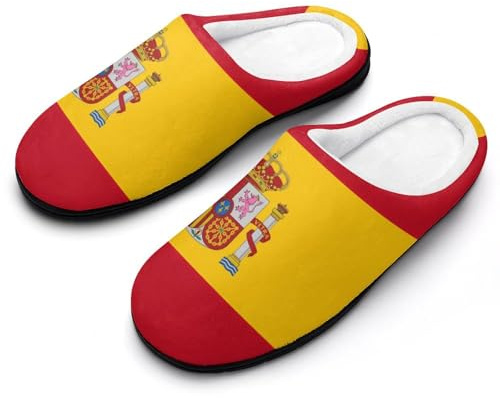 Pantuflas de algodón lavables con bandera de España para hombre, para interiores y exteriores