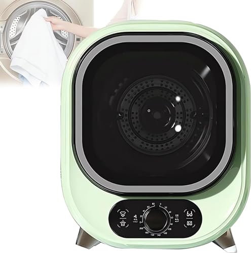 Abluft-Wäschetrockner, Front-Wäschetrockner, Flusen- und Staubfilter, 0–200 Minuten, Timer, Heiß-/Kaltluft, 3D-Trocknung, Überhitzungsschutz, 35 dB, geräuscharm, kompakter Wäscheschleuder (grün)