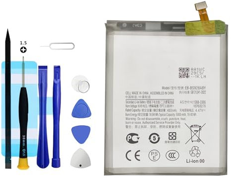 Vvuilsty EB-BS928ABY Batterie de rechange pour S24 Ultra SM-S918B SM-S918U SM-S918W, batterie rechargeable 0 cycle compatible avec Samsung Galaxy S24 Ultra EB-BS928ABY S928U avec kits d'outils de