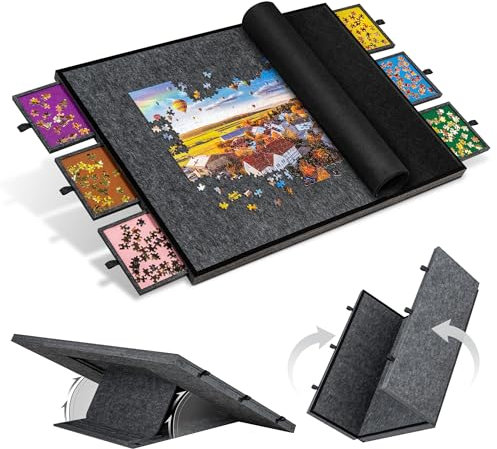 Becko US 2000 Piece Foldable & Tilting Puzzle Board with 6 Drawers & Cover, Lightweight & Portable Puzzle Table with Built-in Stand for Angle Adjustment, for 2000 1500 1000 Pieces Jigsaw Puzzles