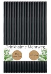 DeinPack 500 Mehrweg-Trinkhalme aus Kunststoff - Ø7mm Länge 150mm - Nachhaltig & Wiederverwendbar - Ideal für Cocktails & Drinks - schwarze Strohhalme in Premium PP-Qualität