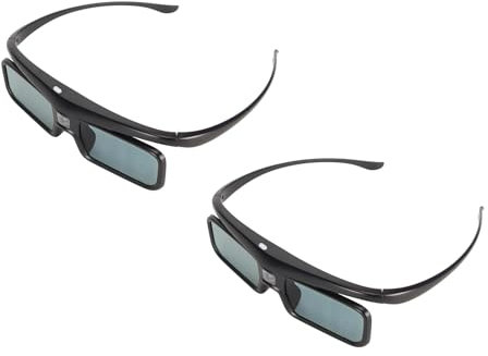 DLP Link 3D Glasses, 2 Pack Rechargeable Active Shutter Eyewear 144hz Refresh Rate & 178° Wide Angle for LTV-3000 Pro LTV-3500 Pro for Vanish TV and Other DLP-Link 3D Projectors