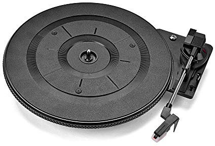 Tocadiscos portátil LP de plástico negro de 28 cm con preamplificador de lápiz capacitivo de 3 velocidades 33/45/78 RPM para sistemas vintage