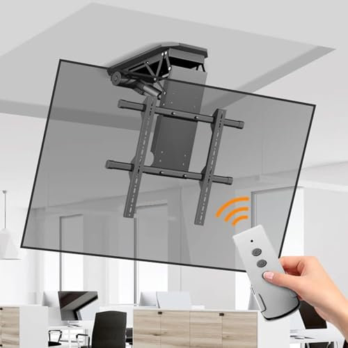 LwsCUiH Motorized TV Mount for 50-90 Inch TVs, Ceiling TV Mount, Motorised TV Bracket With Remote Control And Switch Control