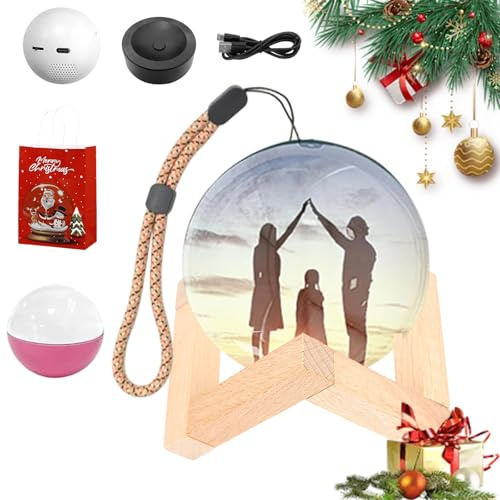 Liocwocne Lumiorb Wifi Crystal Ball – 3D Video & Photo Memory Sphere, USB Rechargeable Memory Spheres Video Player, Crystal Ball with Digital Display Uploadable Videos & Photos for Xmas (Pink,Normal)