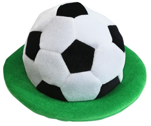 Hooin Fußball-Mütze – Lustige Mütze mit Fußballmuster und grüner Kappe – Unterhaltsames Fan-Zubehör für Spiele und Partys