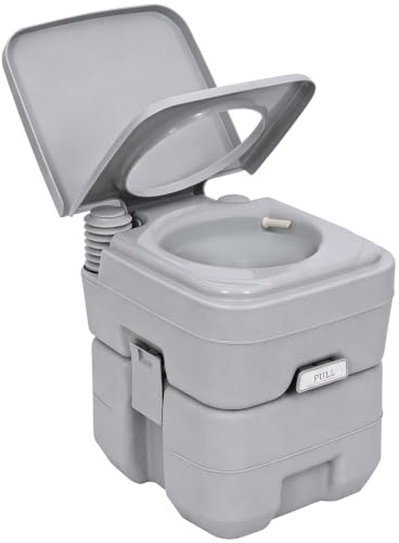 Outsunny Toilette Portable Camping avec Couvercle Gris | Toilette de camping pour hommes et femmes, seau hygiénique pour voiture, 2 Réservoirs Amovibles
