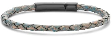 Frank 1967 7FB-0633 Gevlochten Leren Herenarmband Zwart/Blauw | Lengte 21 cm