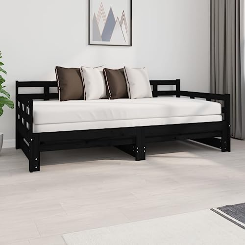 FWIKDUN Multifunktionales Schlafsofa als Sofa und Bett, Ausziehbares Tagesbett aus Massivholz Kiefer, Massivholz Tagesbett umwandelbar in Gästebett, Platzsparendes für Zwei Personen