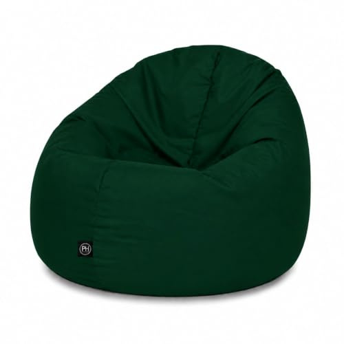 PATCH HOME 2 in 1 Funktion Sitzsack Sessel Bean Bag Sitzsäcke Gaming mit Reißverschluss bereits befüllt - Ø 100cm - Dunkelgrün