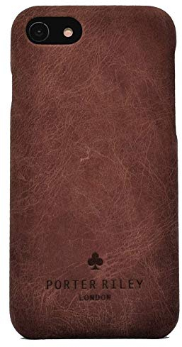 PORTER RILEY - Leather Case for iPhone 8 Plus/iPhone 7 Plus. Premium Genuine Leather Slimline Back Case (Chocolate Brown)