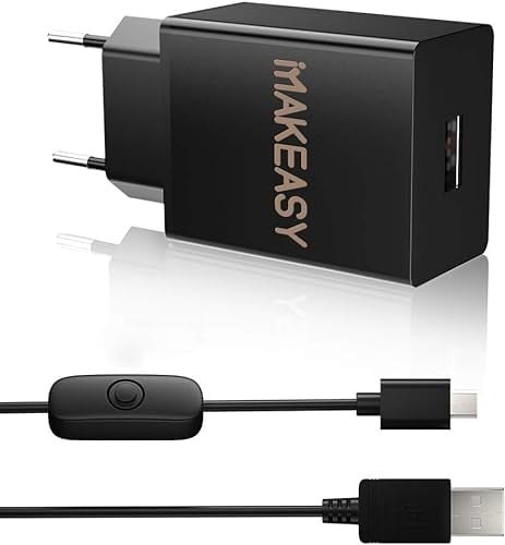 Raspberry Pi 3 Netzteil, Netzteil 3A/5V EU Ladegerät für Raspberry Pi 3 Model B, B+, Pi 2, Banana Pi mit EIN/Aus Schalter USB Ladegerät EU Stecker Micro USB Kabel Netzschalter Kompatibel