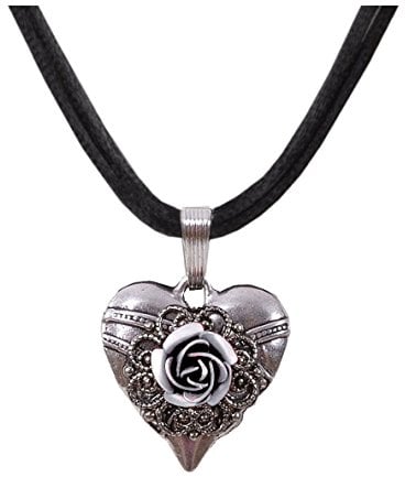 Moschen-Bayern Trachtenschmuck/Dirndlschmuck/Damen - Trachtenkette/Dirndlkette Trachtenherz/Herzkette - Schwarz